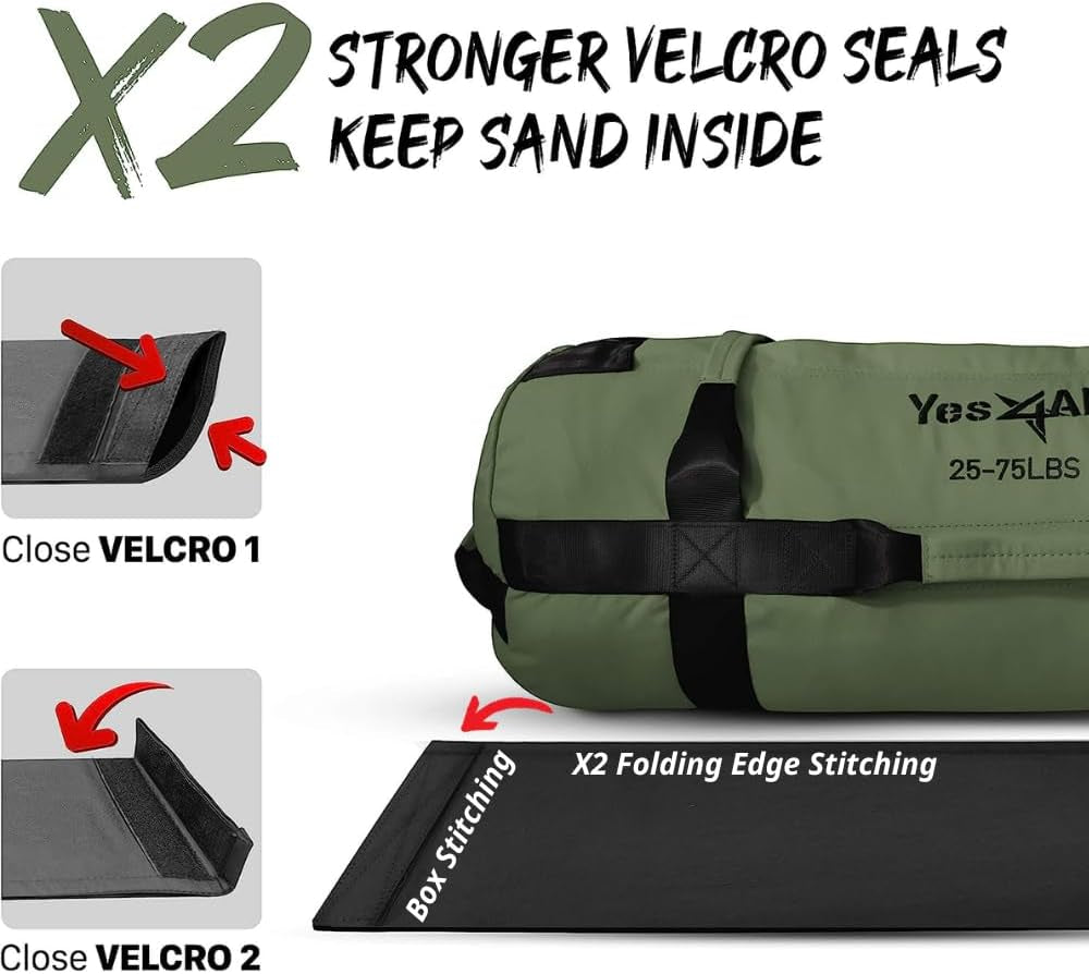 Workout Sand Bags for Weight - Heavy Duty Sandbag for Fitness, Conditioning up to 200LBS, Lifting Sand Bag - Multiple Colors & Sizes